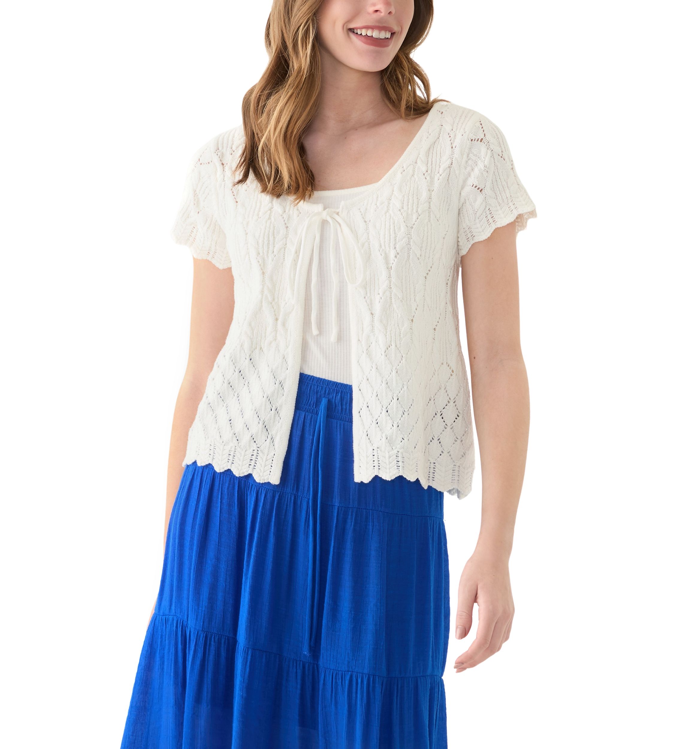 Womens  Crochet Knit Cardigan