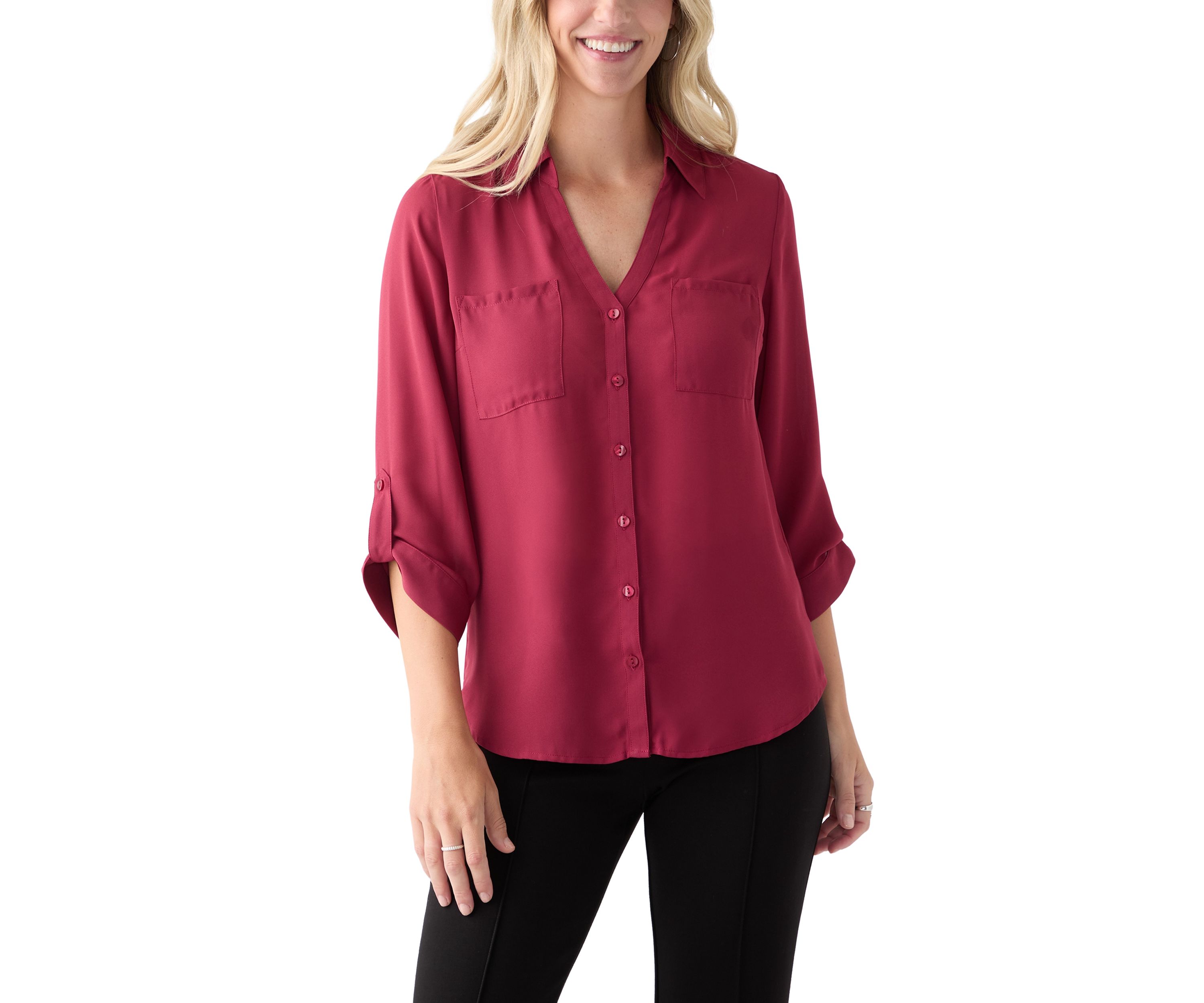 Womens Roll-Tab Portifino Button-Down Top