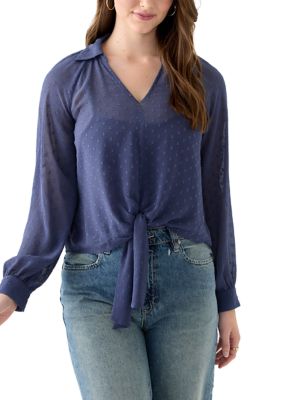 A. Byer Women's Juniors' Clip Dot Woven Top, XL