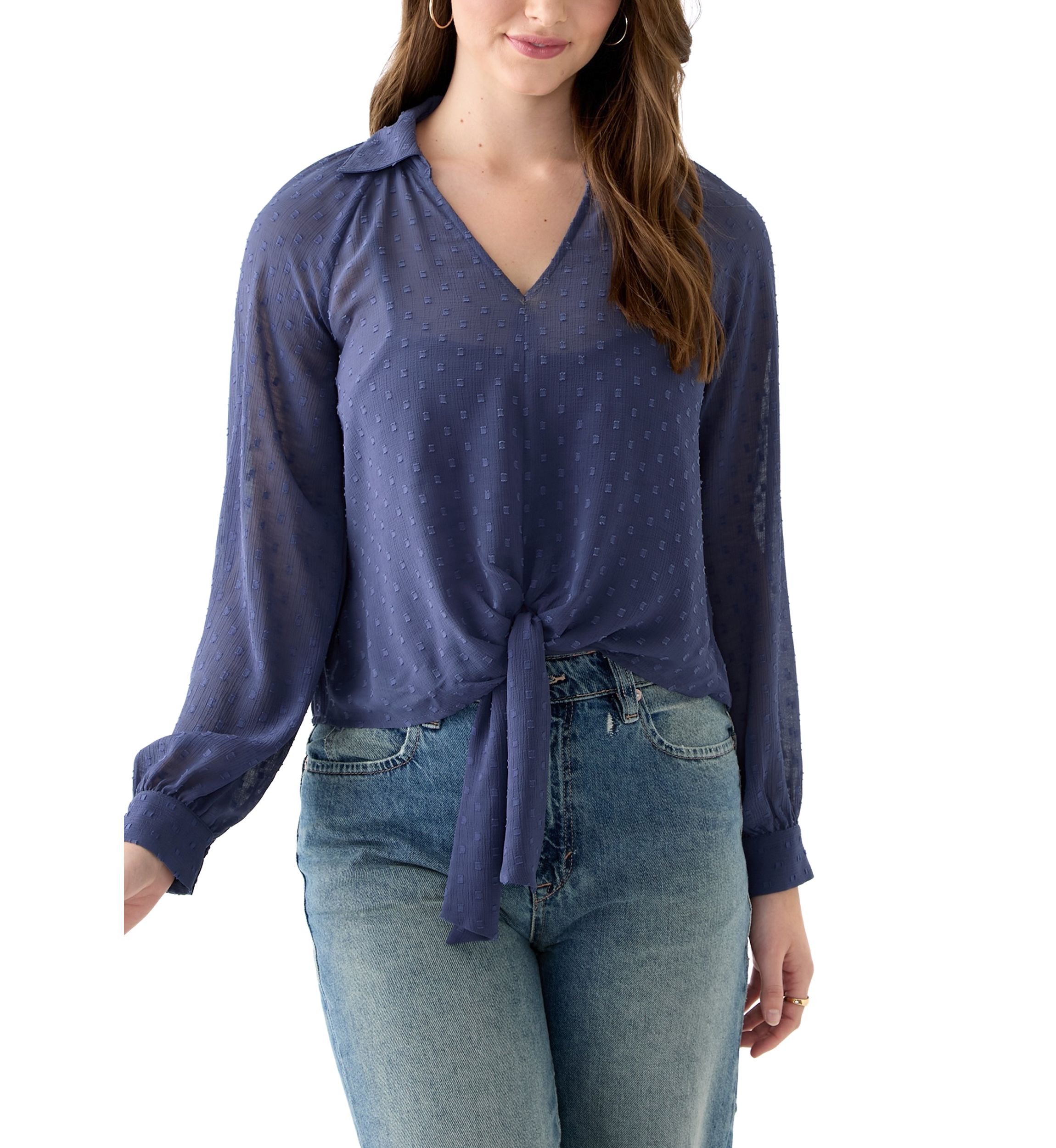 Juniors Clip Dot Woven Top