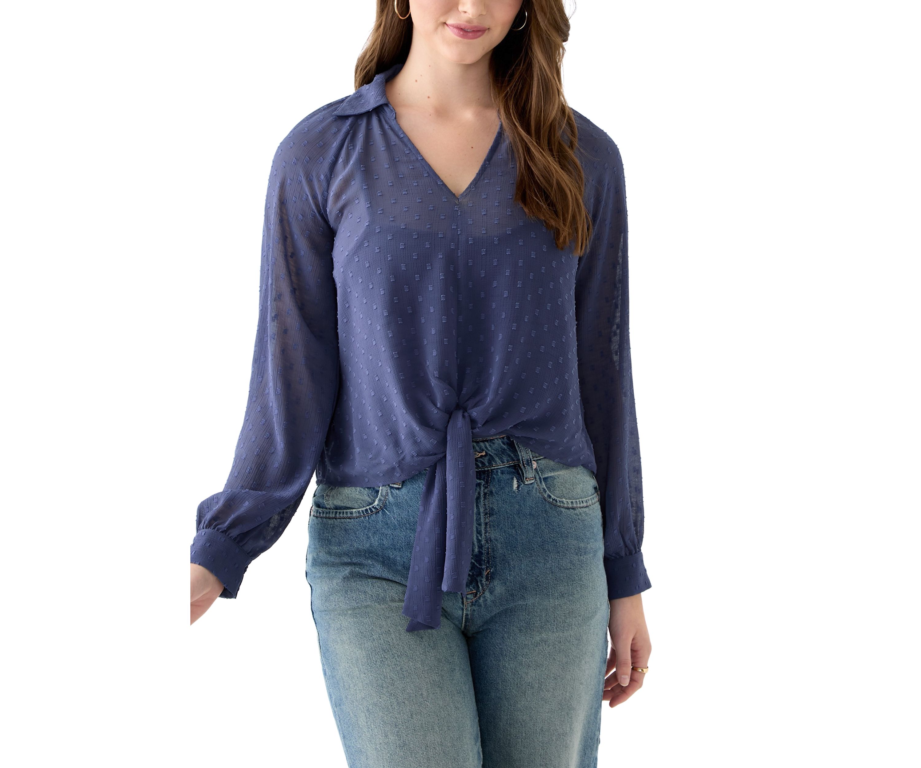 Juniors Clip Dot Woven Top