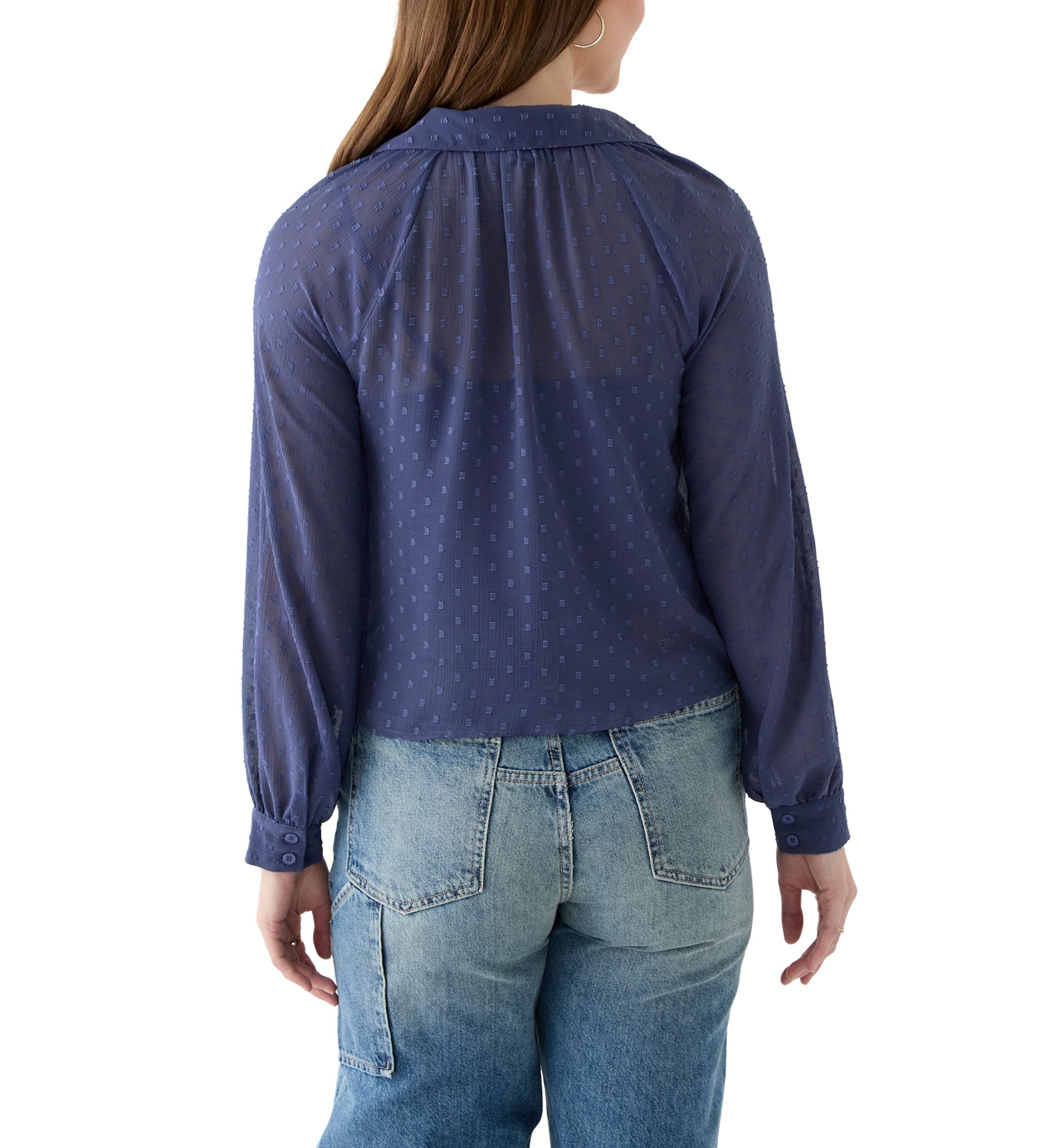 Juniors Clip Dot Woven Top