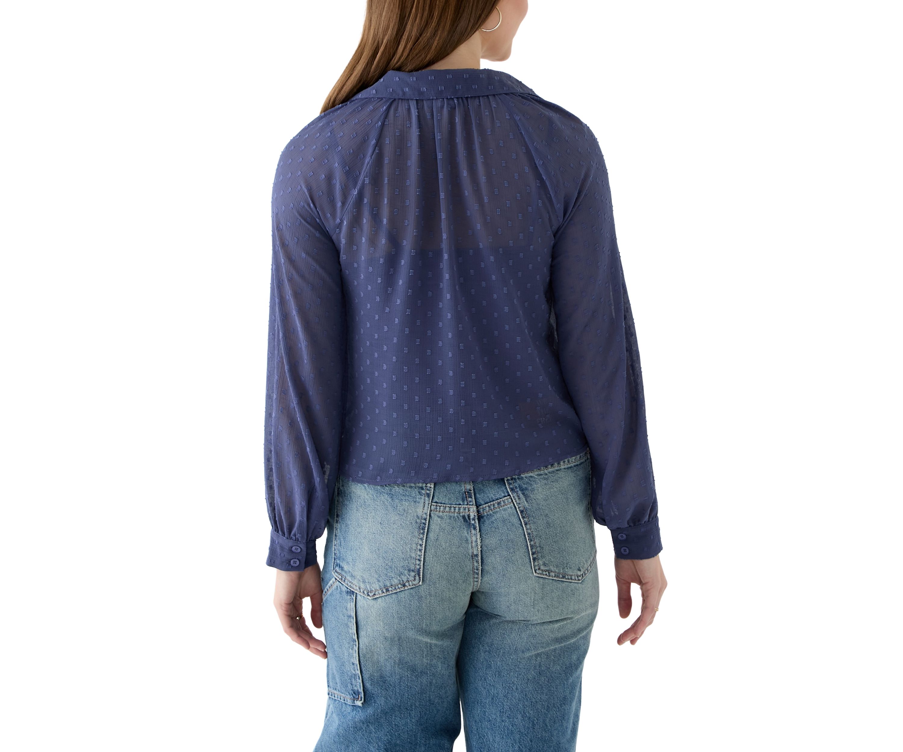 Juniors Clip Dot Woven Top