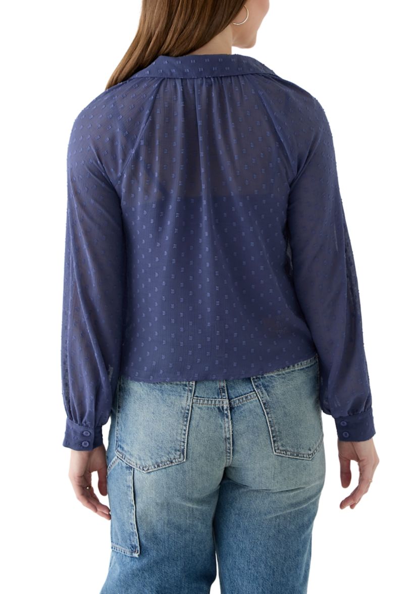 Juniors Clip Dot Woven Top