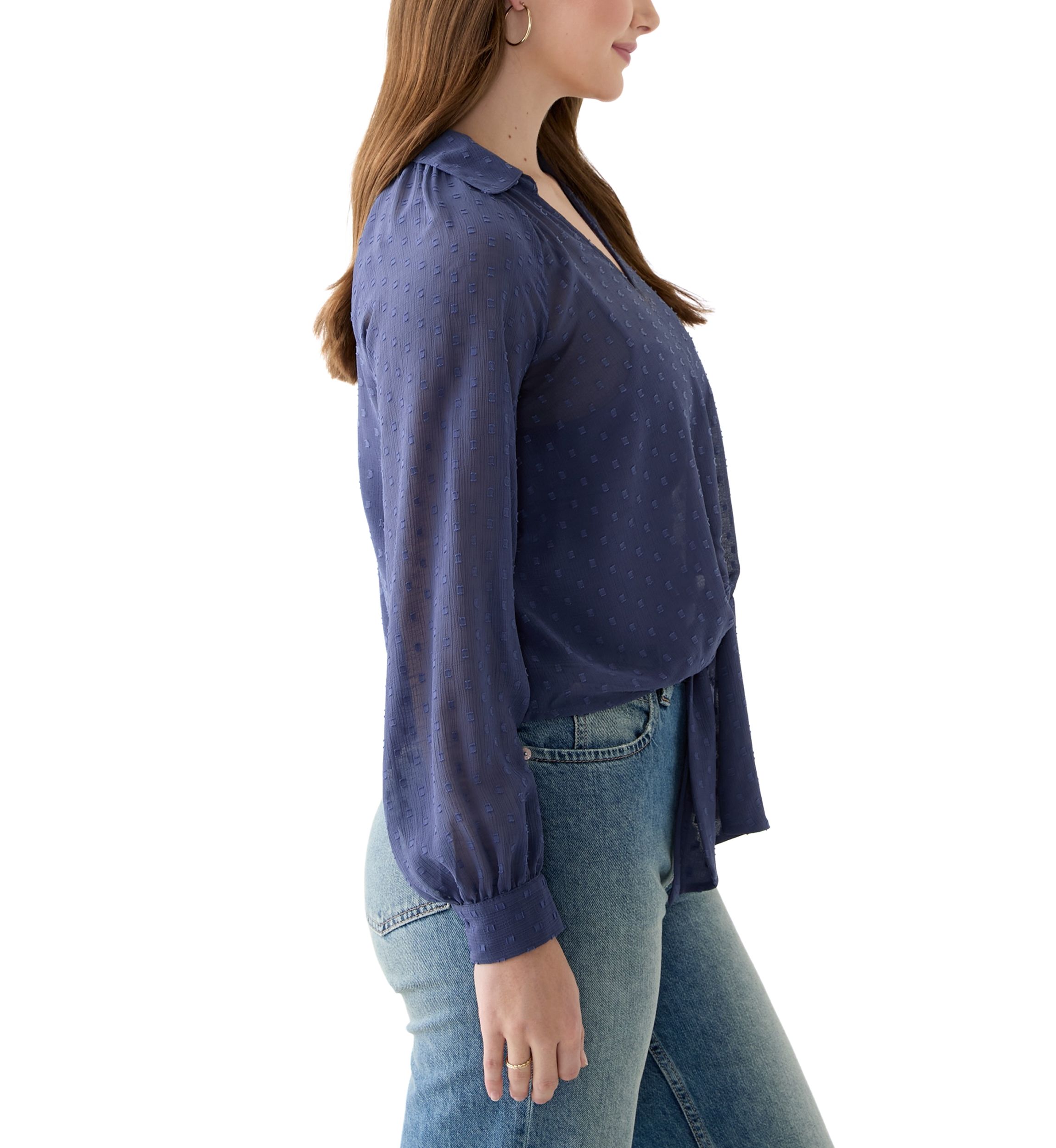 Juniors Clip Dot Woven Top