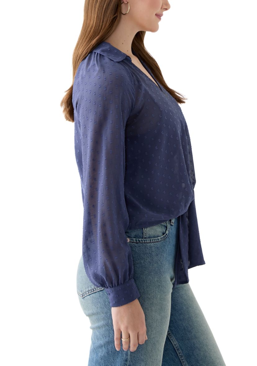 Juniors Clip Dot Woven Top