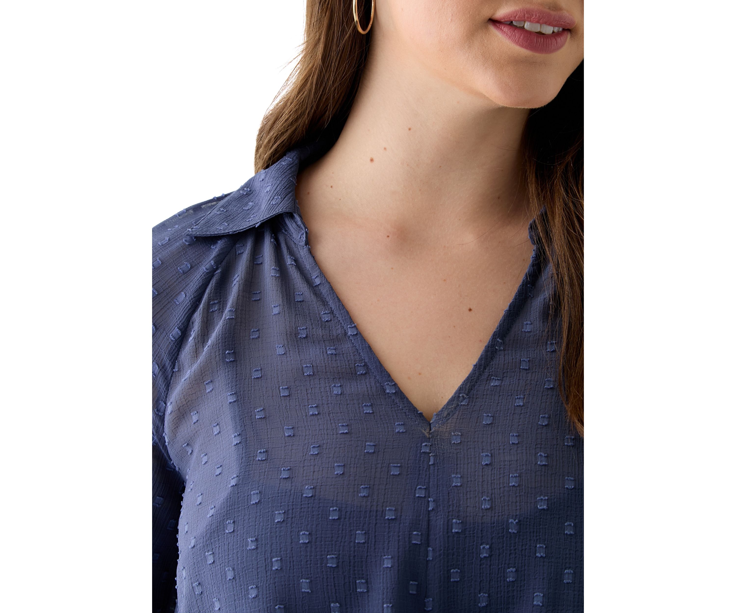 Juniors Clip Dot Woven Top