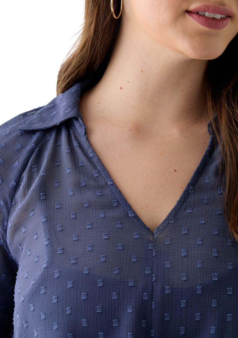 Juniors Clip Dot Woven Top