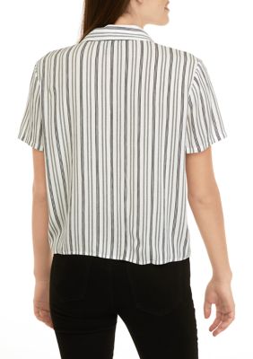Juniors' Cropped Stripe Shirt