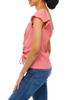 Women's Flutter Sleeve Cinched Front Top