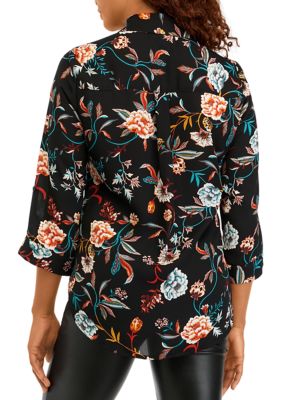 Juniors' 3/4 Sleeve Printed Portofino Top