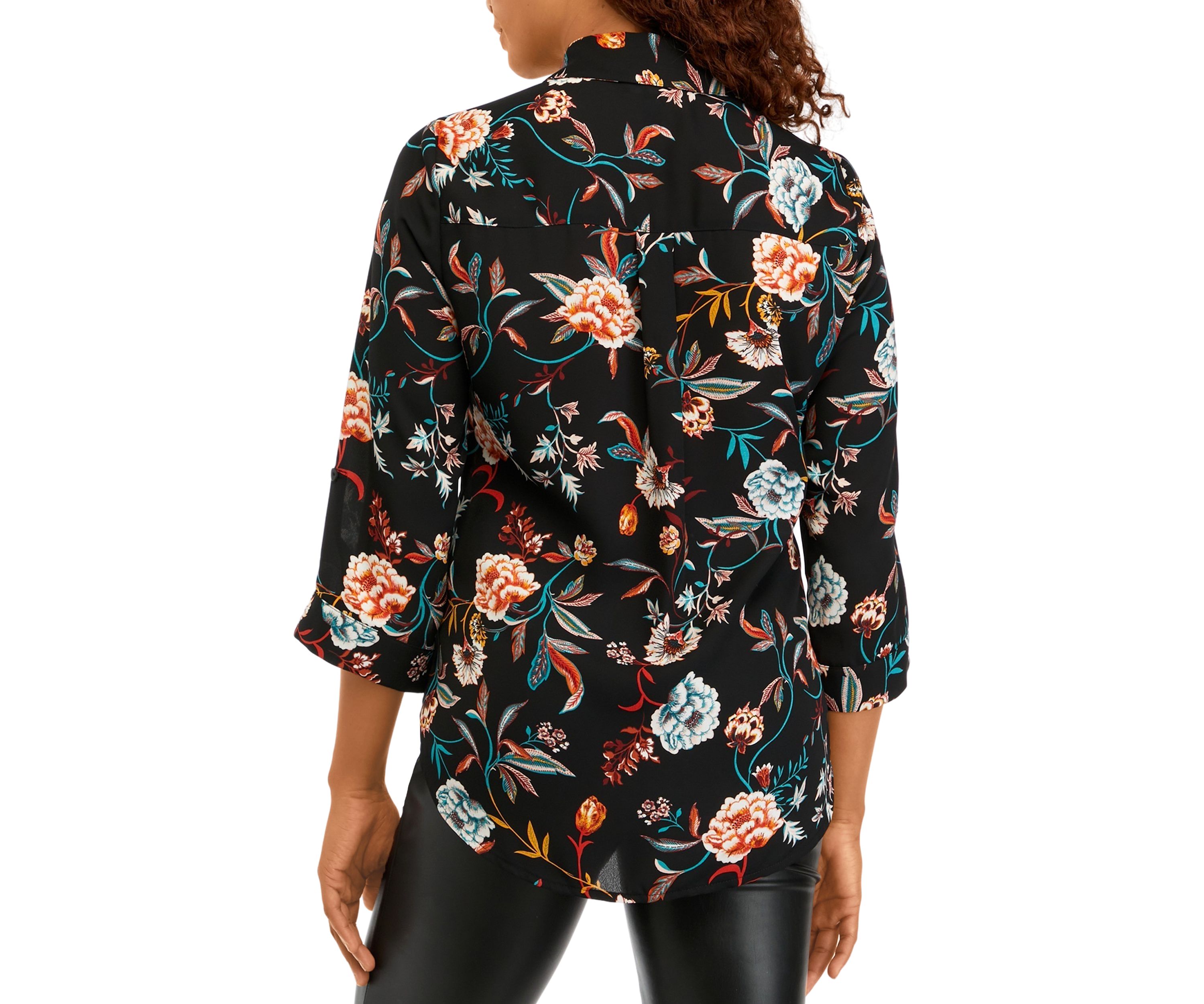 Juniors 3/4 Sleeve Printed Portofino Top