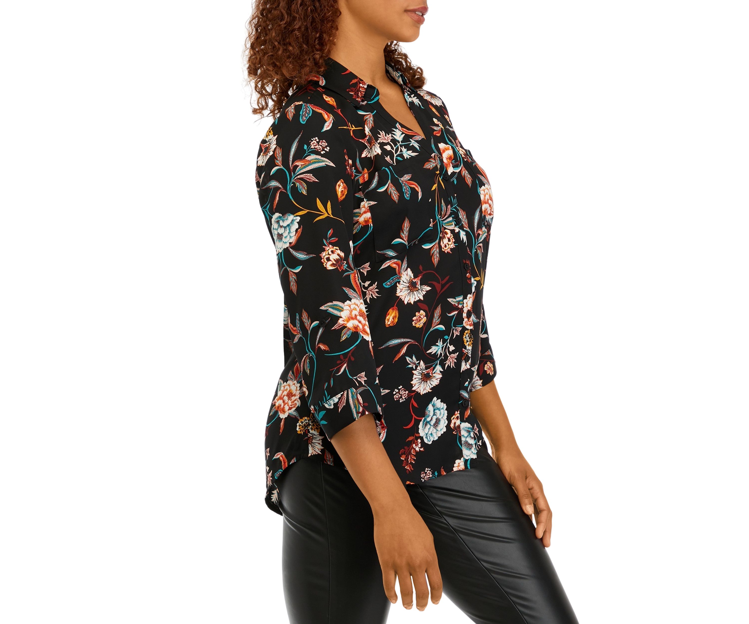 Juniors 3/4 Sleeve Printed Portofino Top