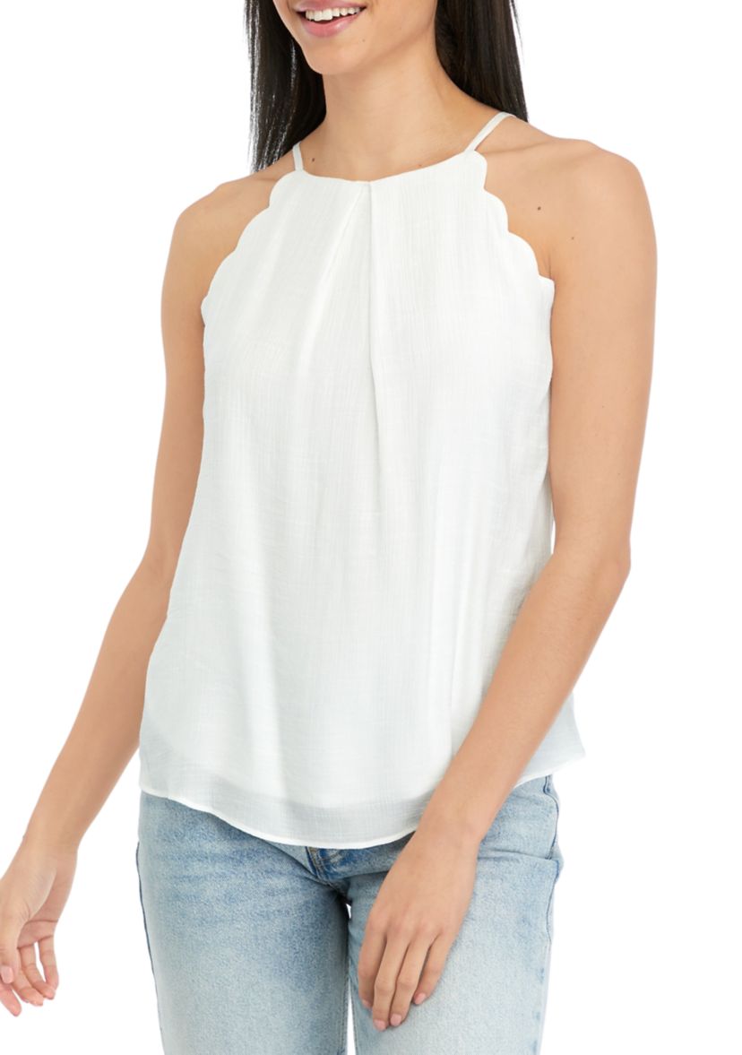 Juniors Scallop Easy Tank Top