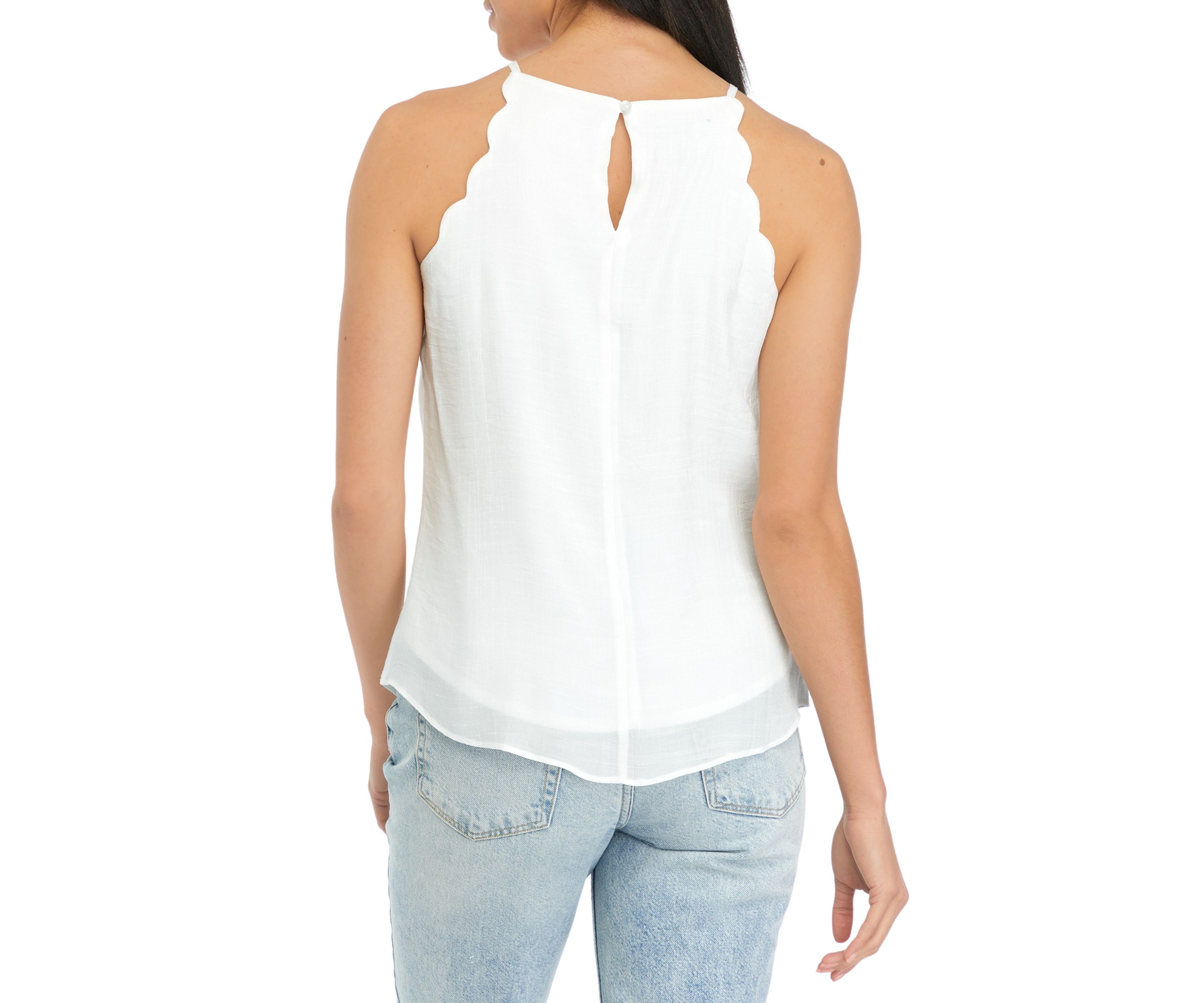 Juniors Scallop Easy Tank Top