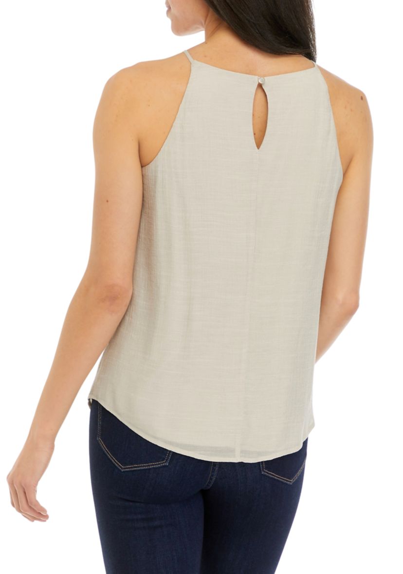 Juniors Eyelet Detail Easy Tank Top