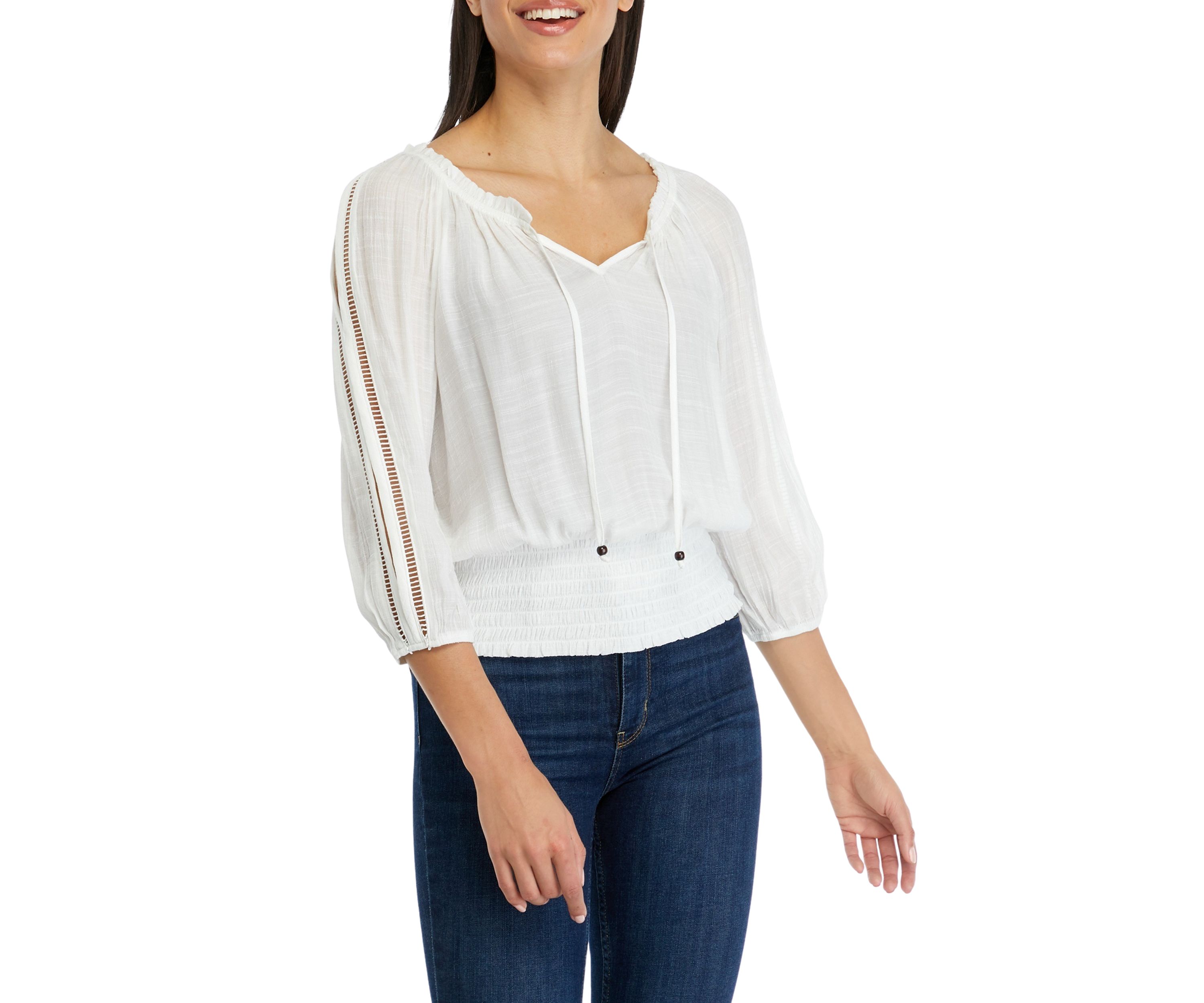 Juniors Smocked Peasant Top