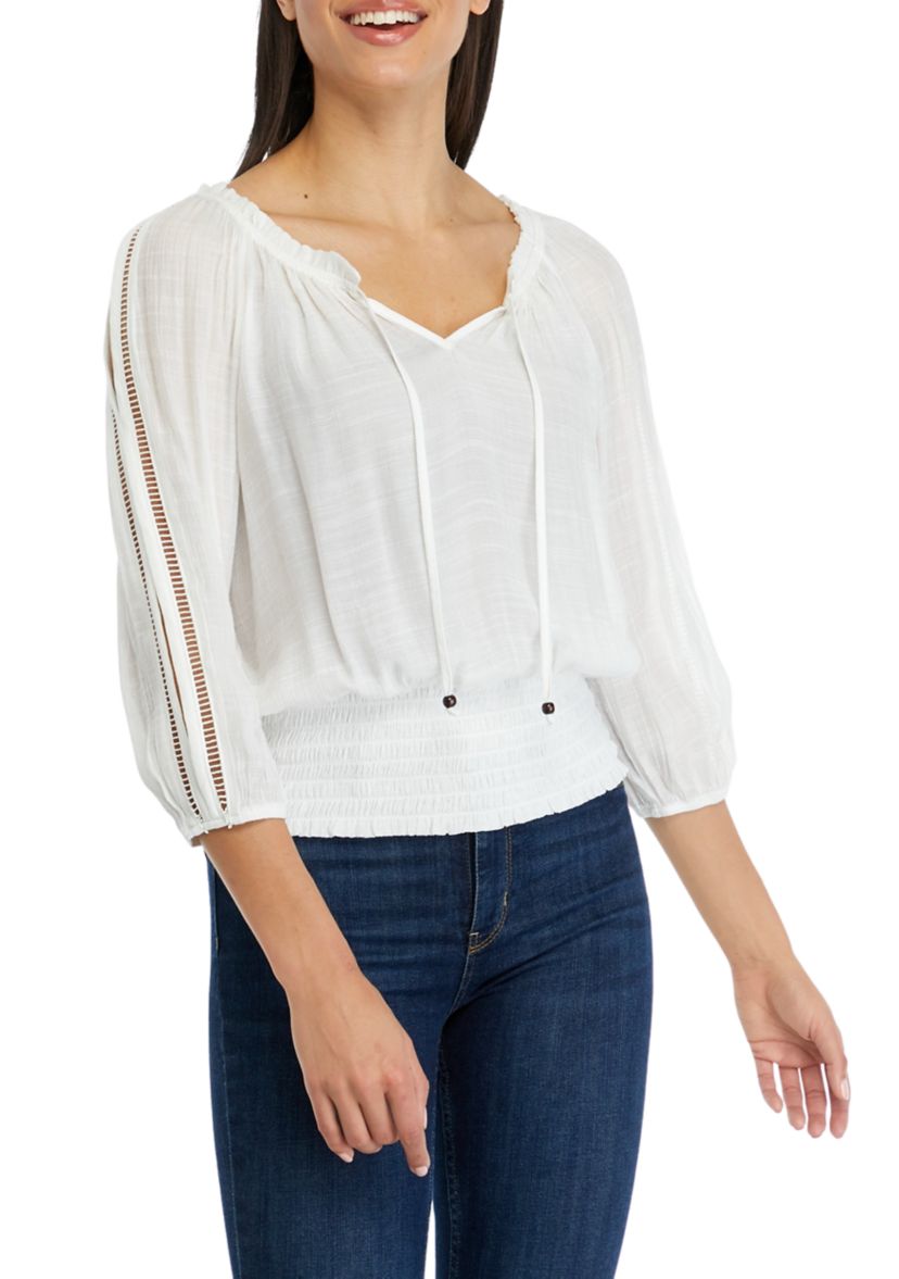 Juniors Smocked Peasant Top