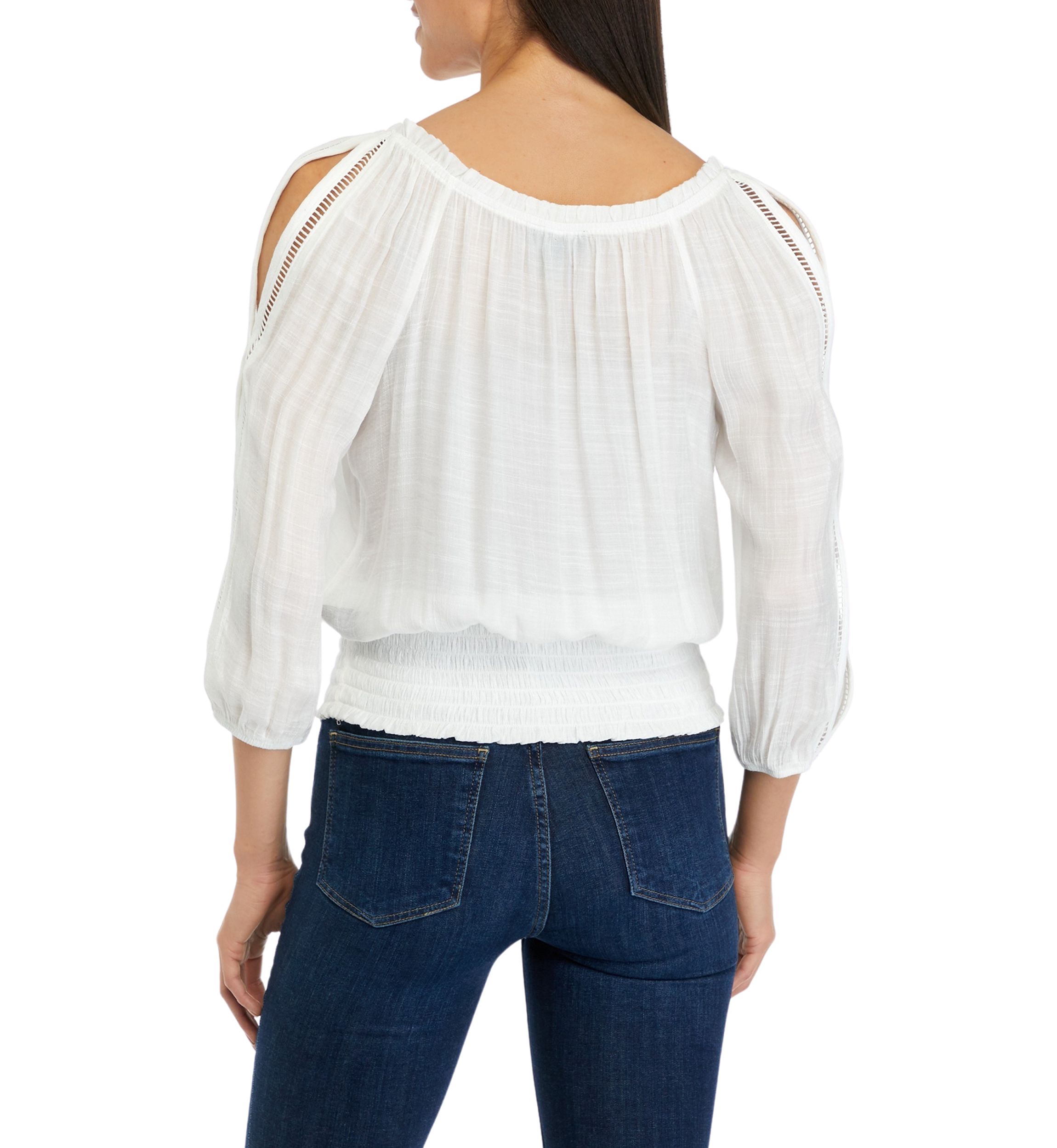 Womens Smocked Peasant Top