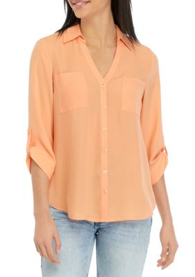 Juniors' Portofino Button Down Top