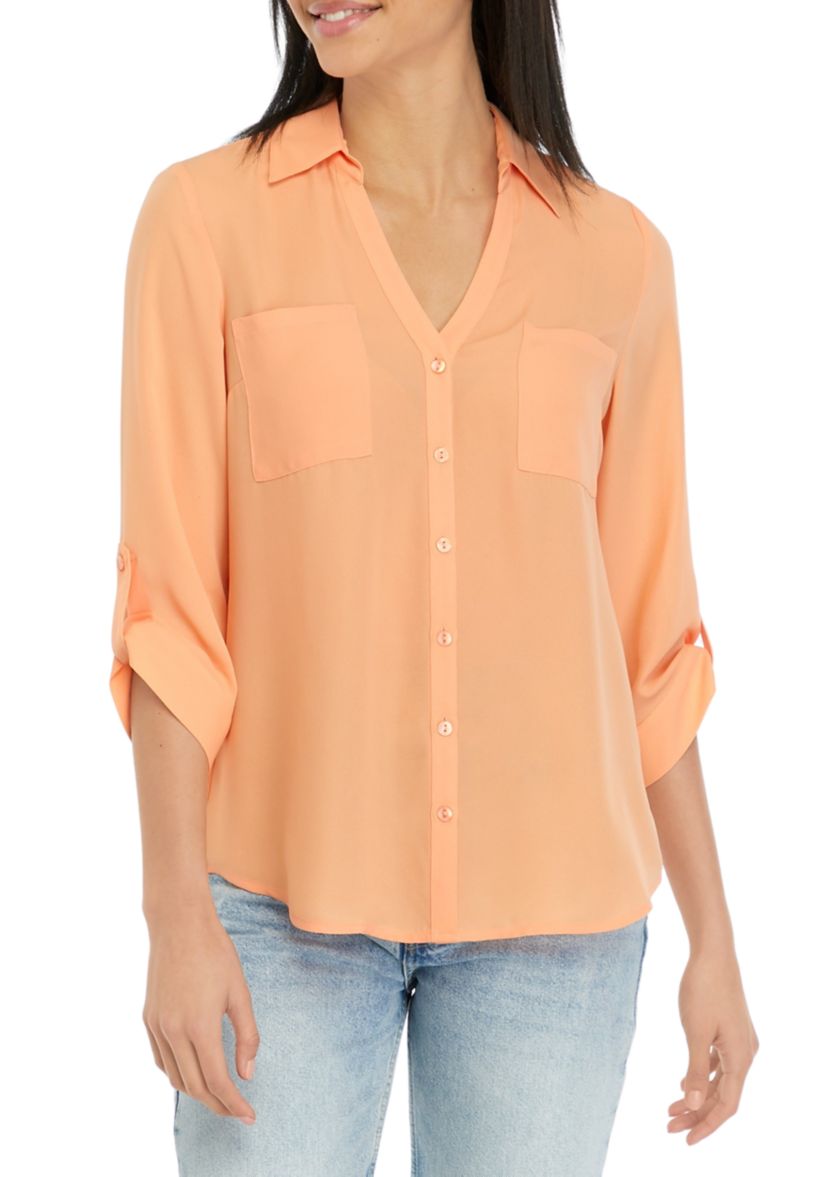 Juniors Portofino Button Down Top