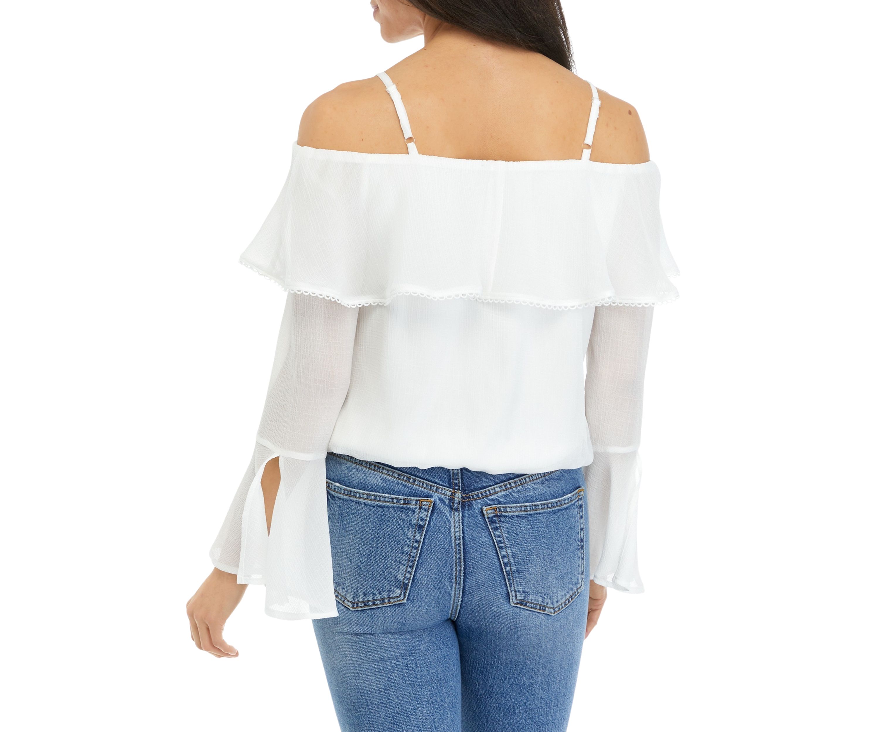 Juniors Off the Shoulder Tie Waist Blouse