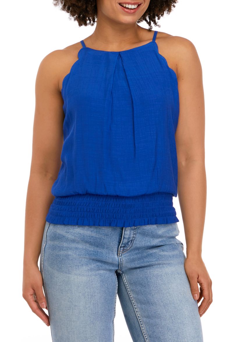 Juniors Scallop Smocked Top