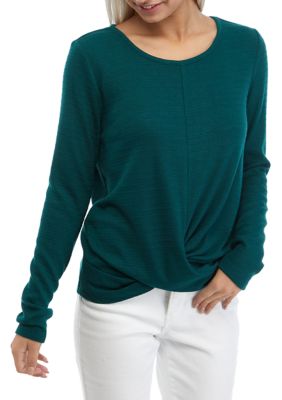 A. Byer Juniors' Long Sleeve Texture Knit Twist Front Top | belk