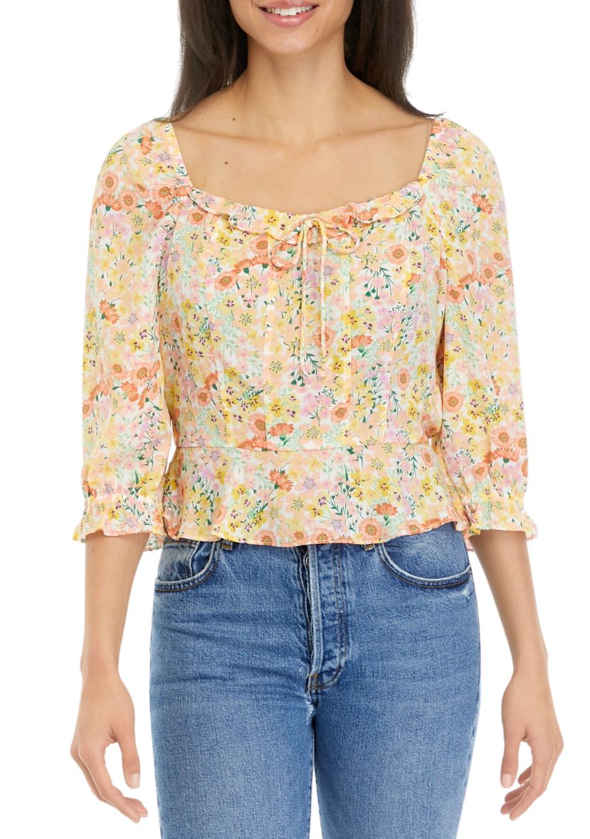 Juniors Floral Printed Top
