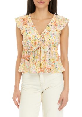 Juniors' Ruffle Woven Blouse