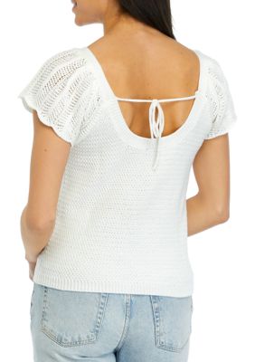 Women's Flutter Sleeve Sweater Top