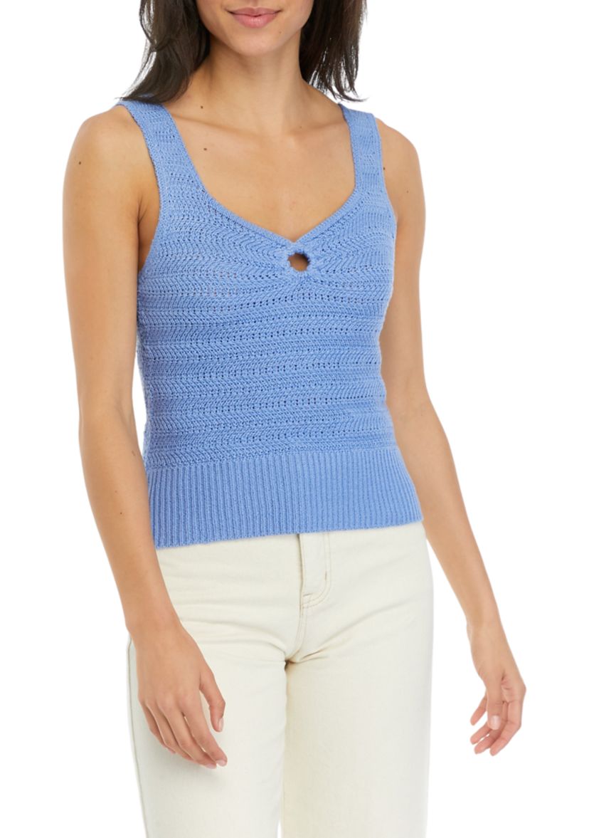 Juniors Keyhole Sweater Tank Top
