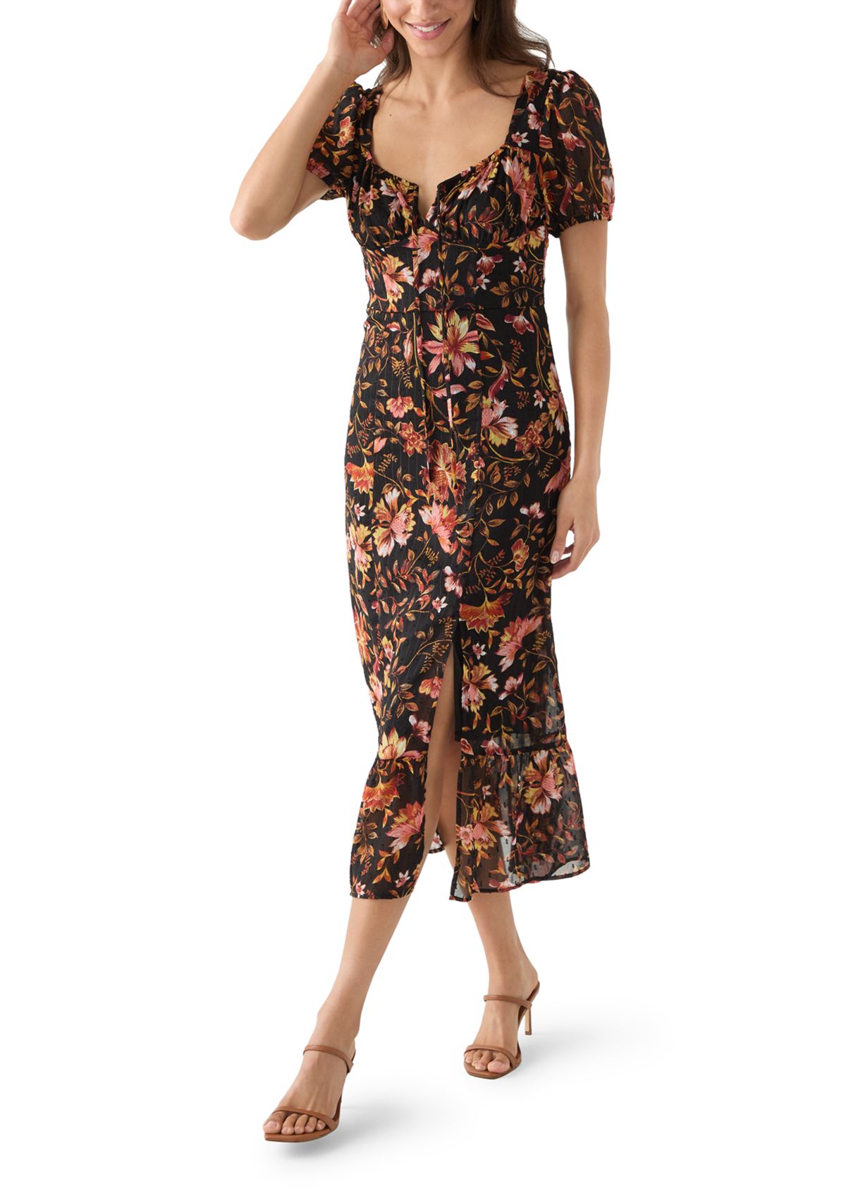 Womens Printed Midi Dress