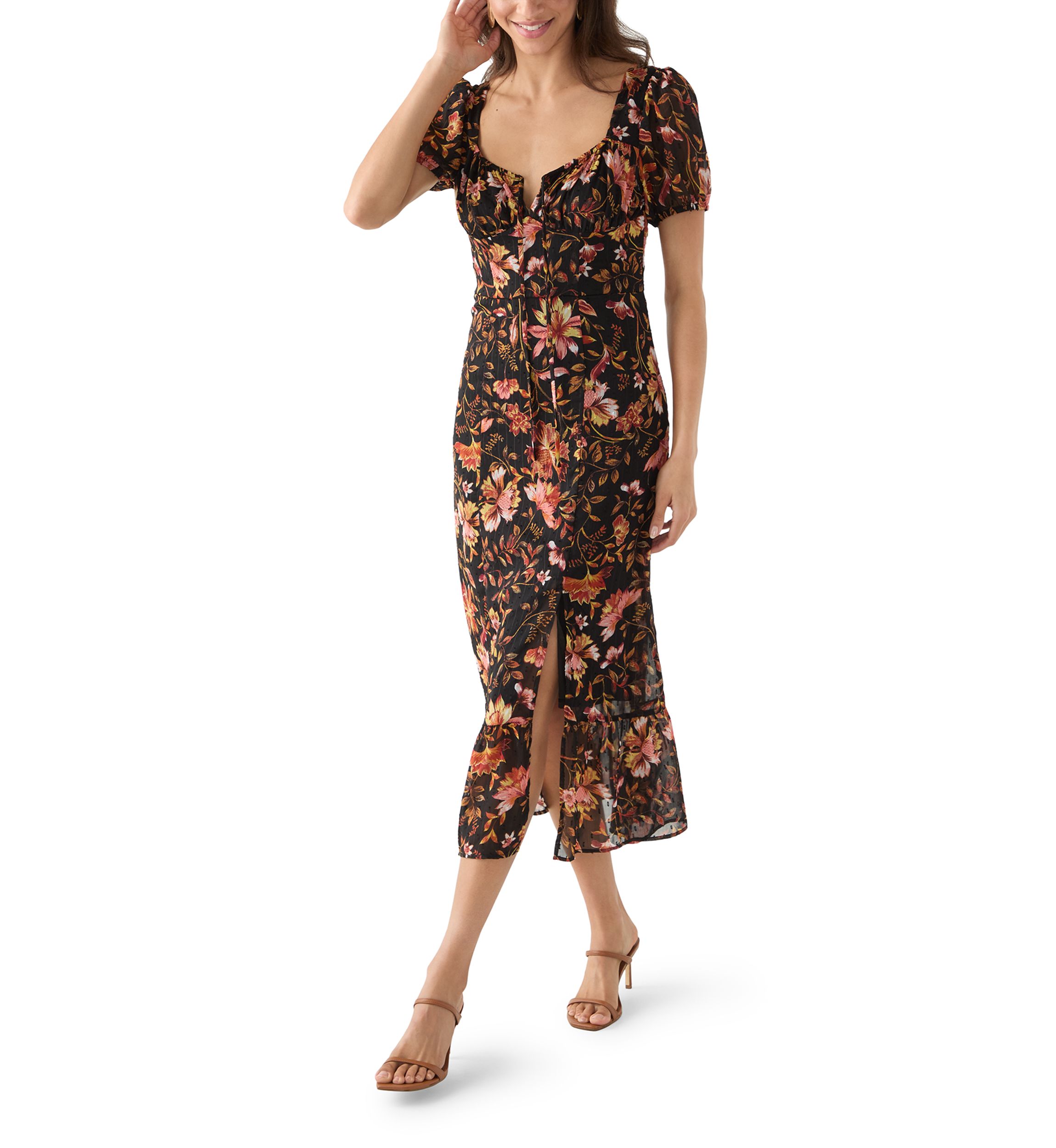 Womens Printed Midi Dress