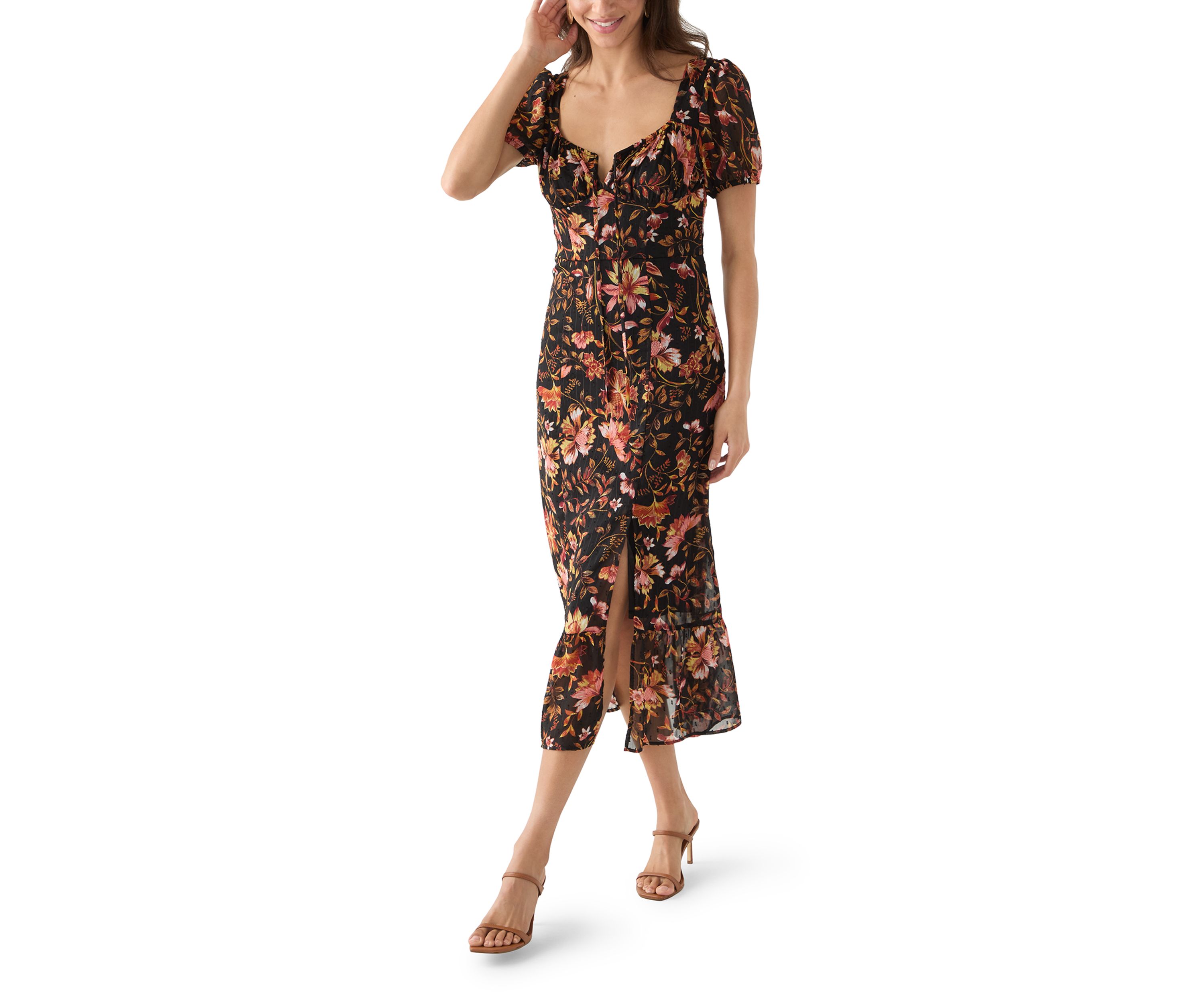 Womens Printed Midi Dress