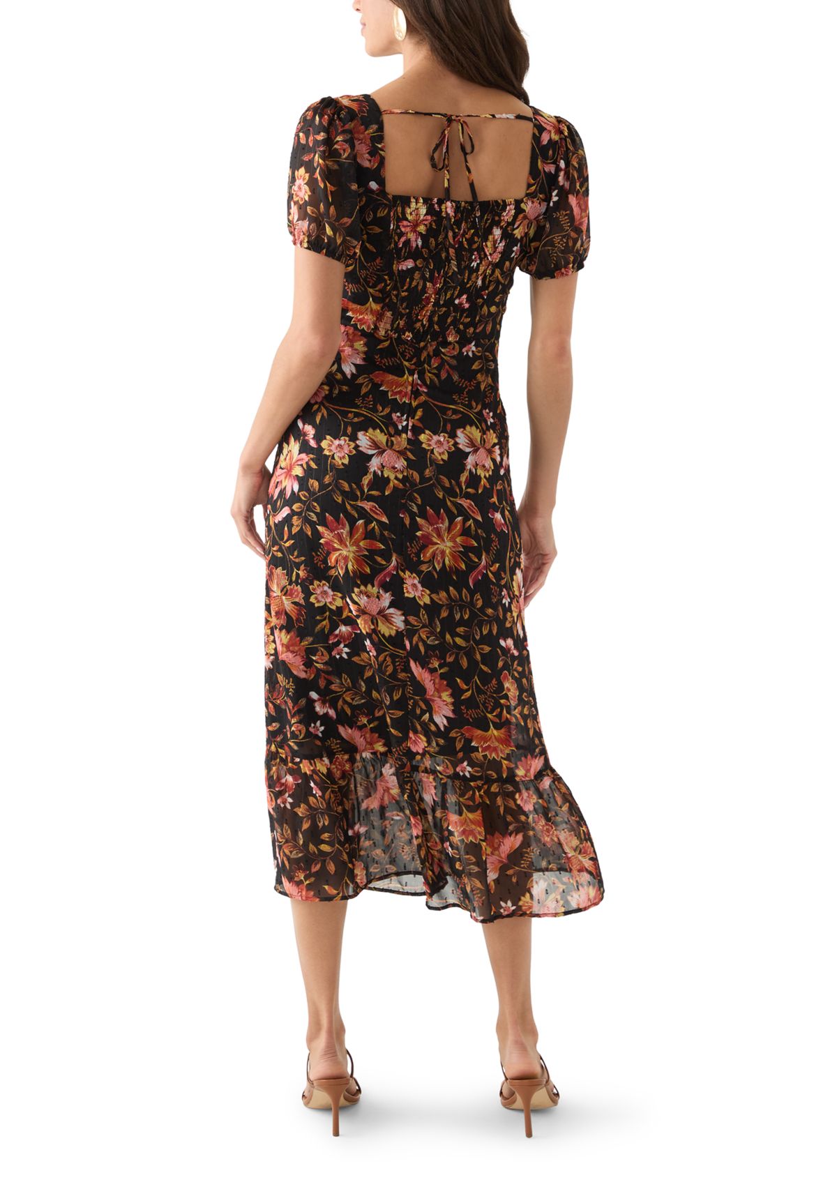 Womens Printed Midi Dress