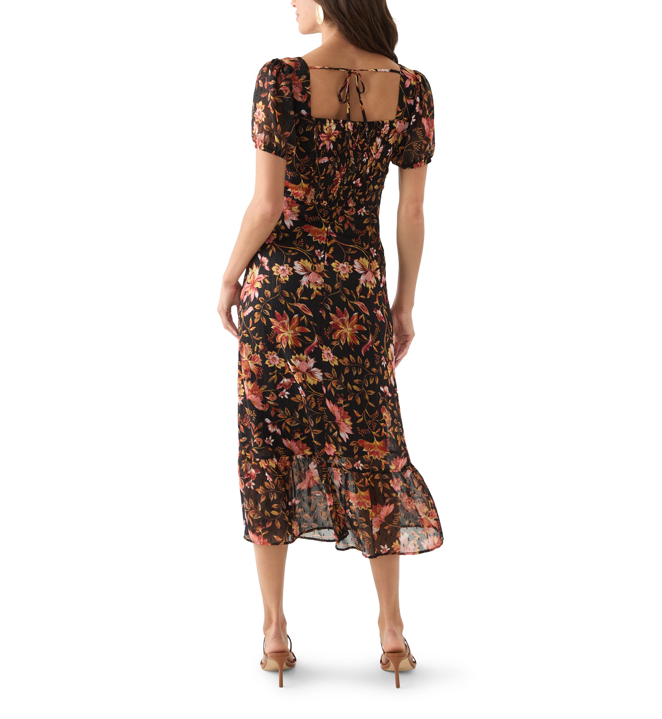 Womens Printed Midi Dress