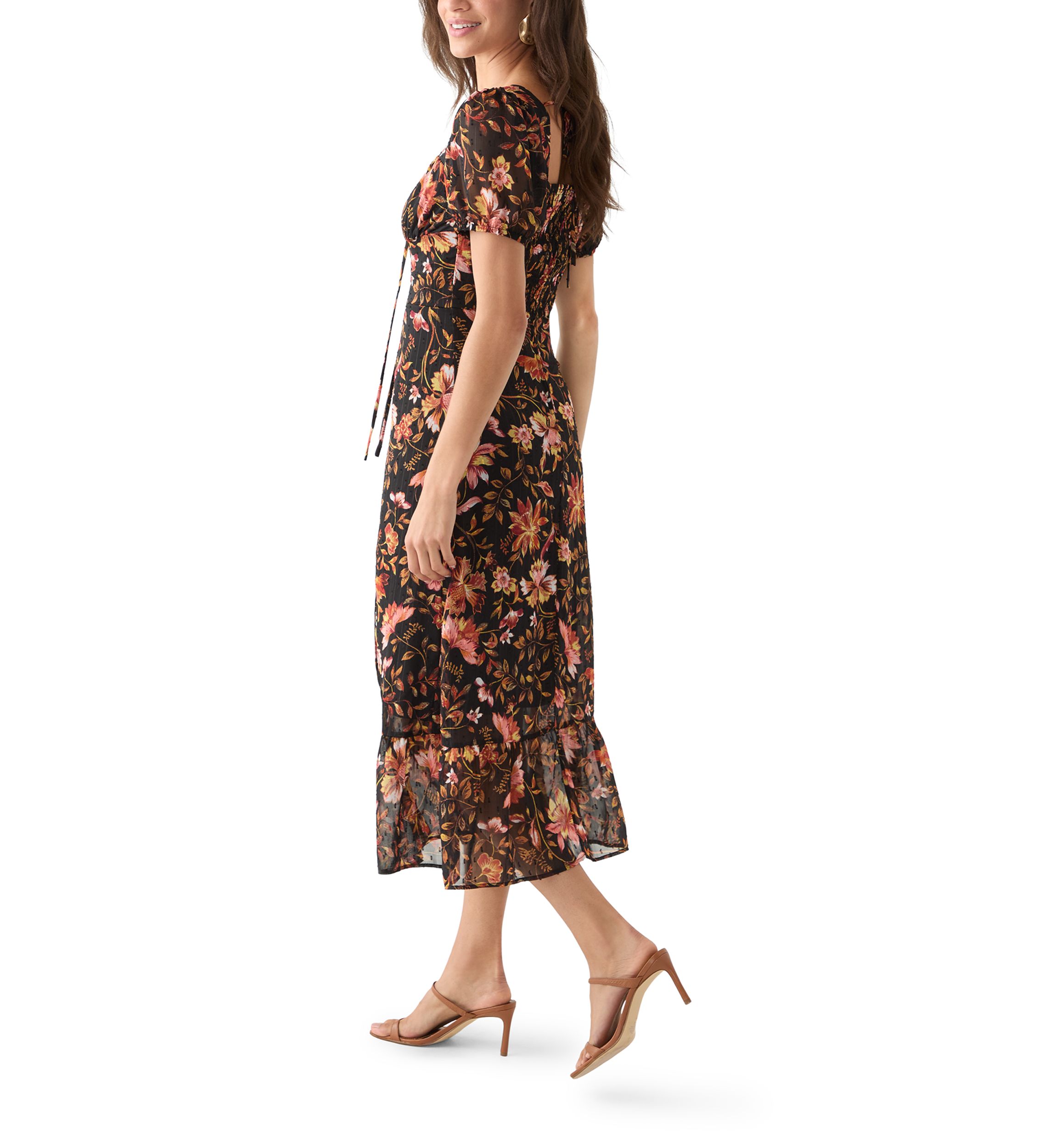 Womens Printed Midi Dress