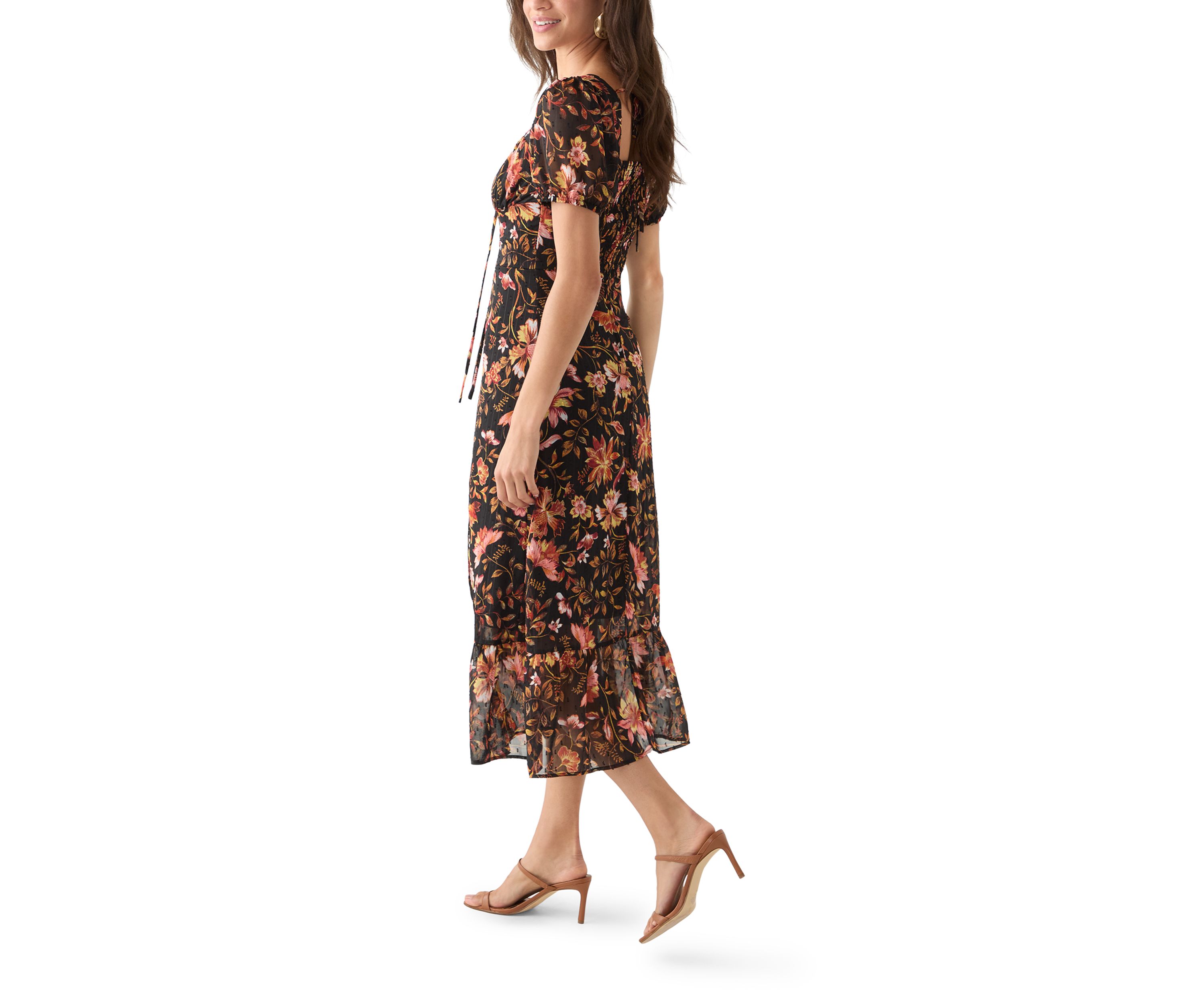 Womens Printed Midi Dress