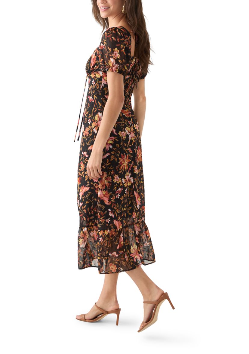 Womens Printed Midi Dress