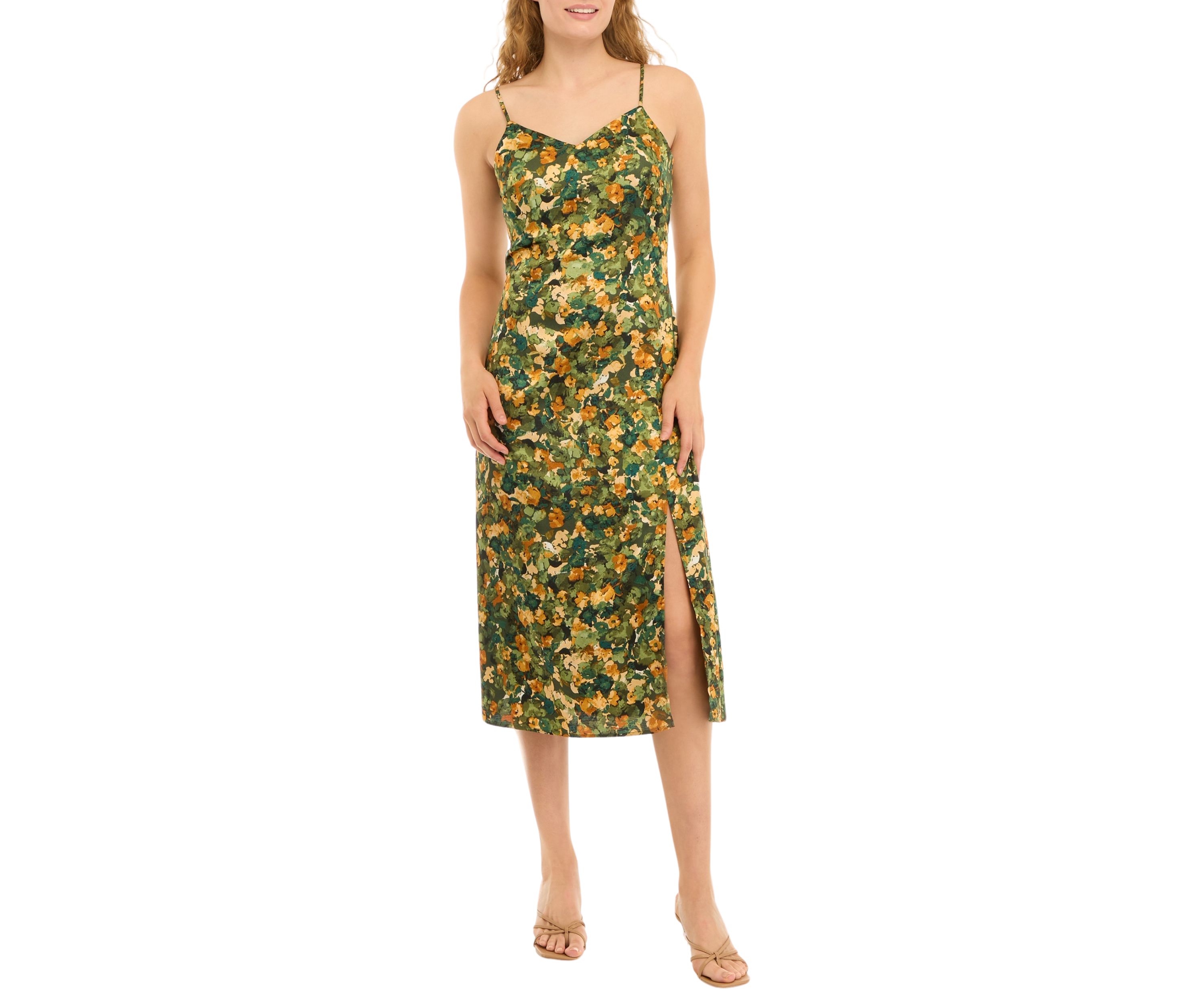 Womens Sleeveless Floral Slip Dress