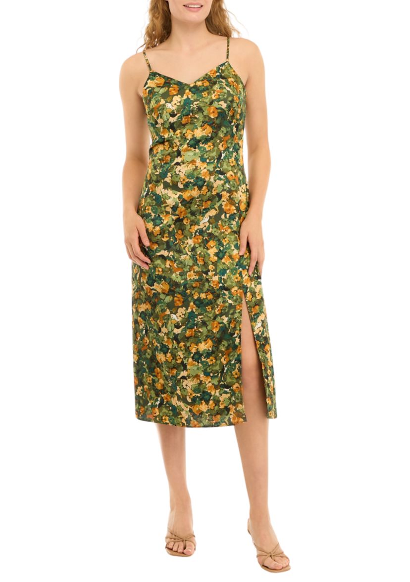Womens Sleeveless Floral Slip Dress