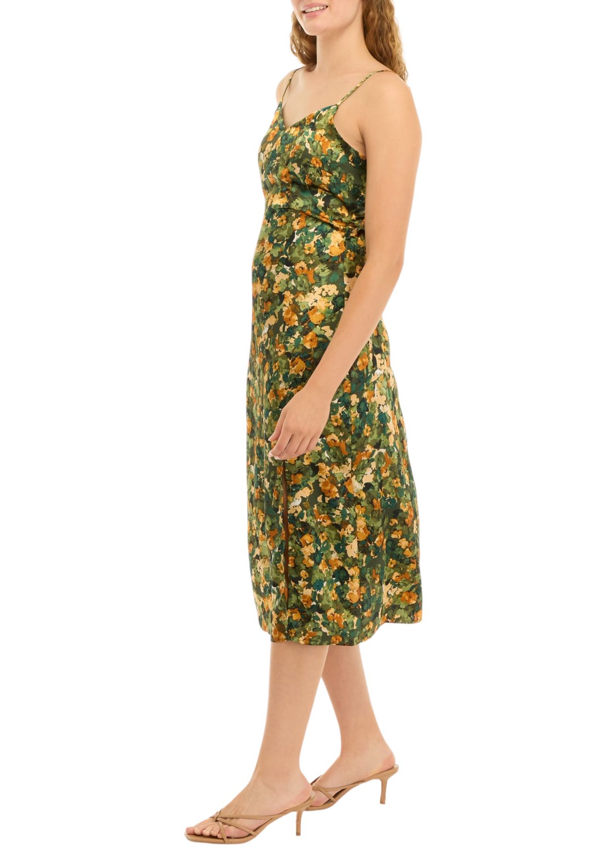 Womens Sleeveless Floral Slip Dress