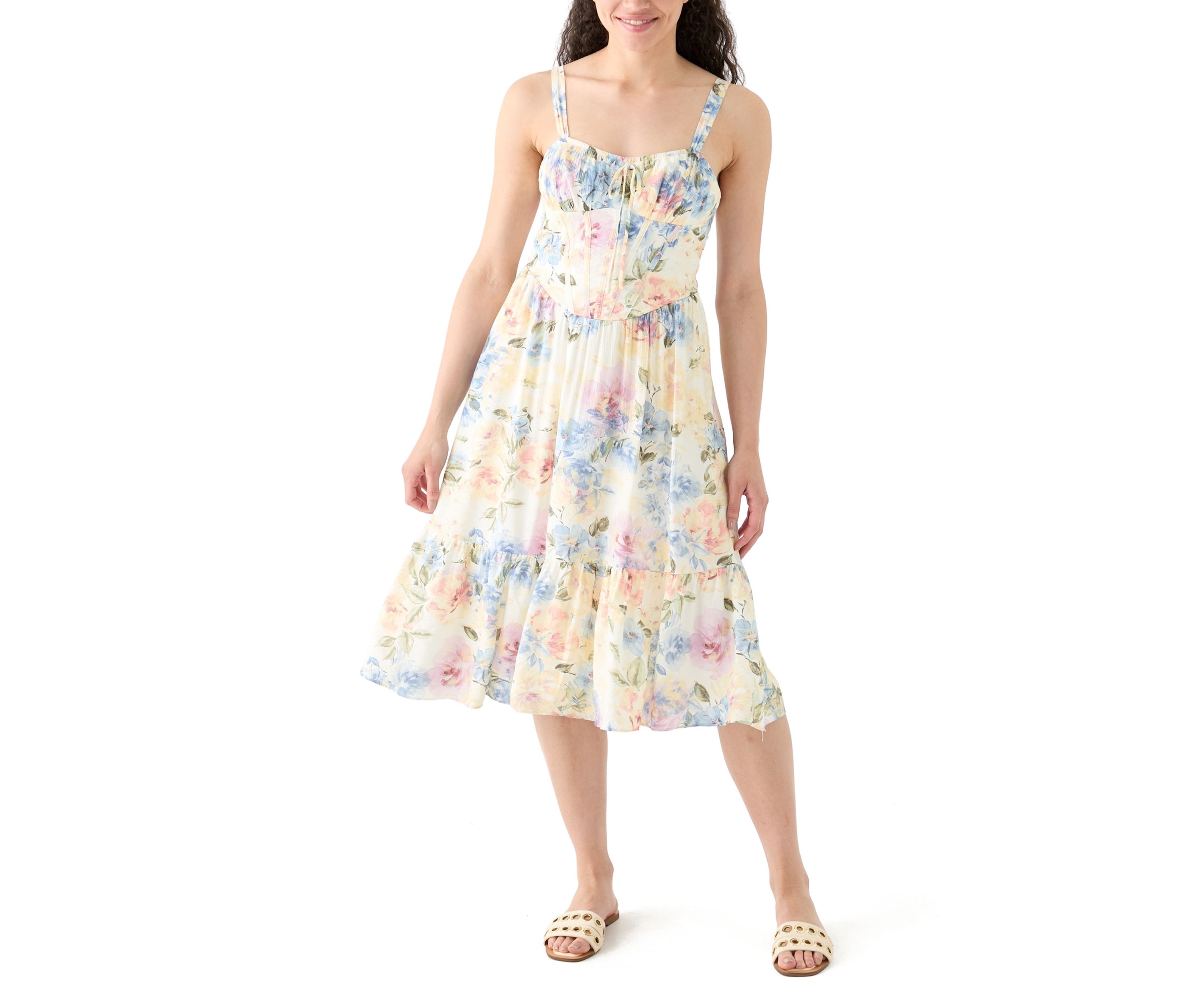 Womens Sleeveless Printed Corset Dress