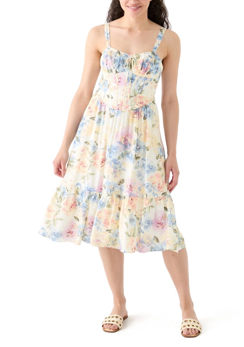 Womens Sleeveless Printed Corset Dress