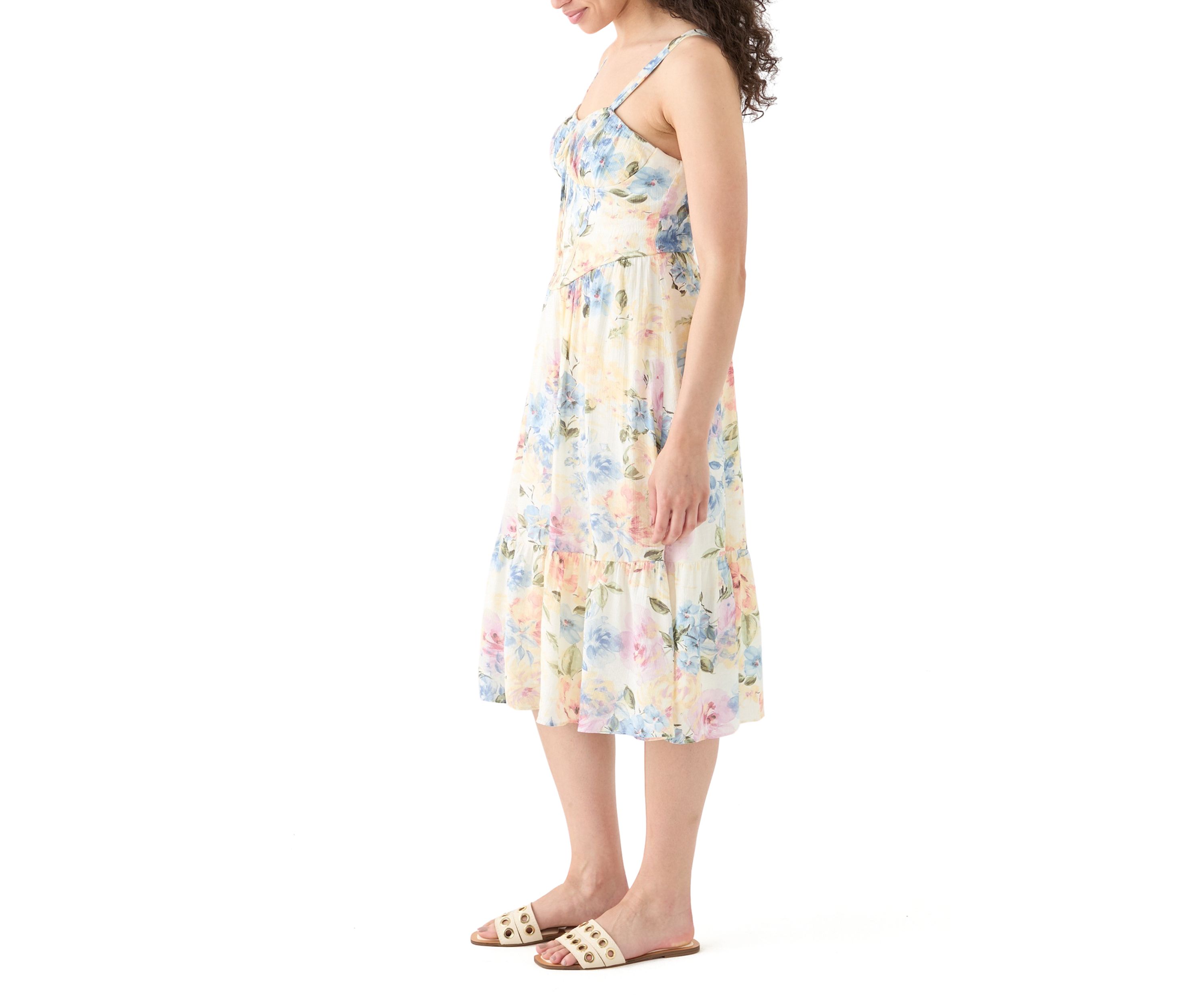 Womens Sleeveless Printed Corset Dress