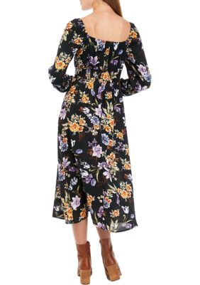 Juniors' Floral Printed Slit Dress