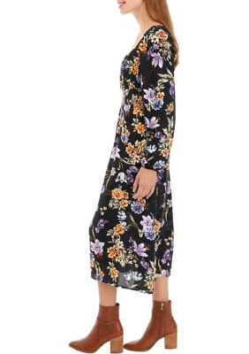 Juniors' Floral Printed Slit Dress