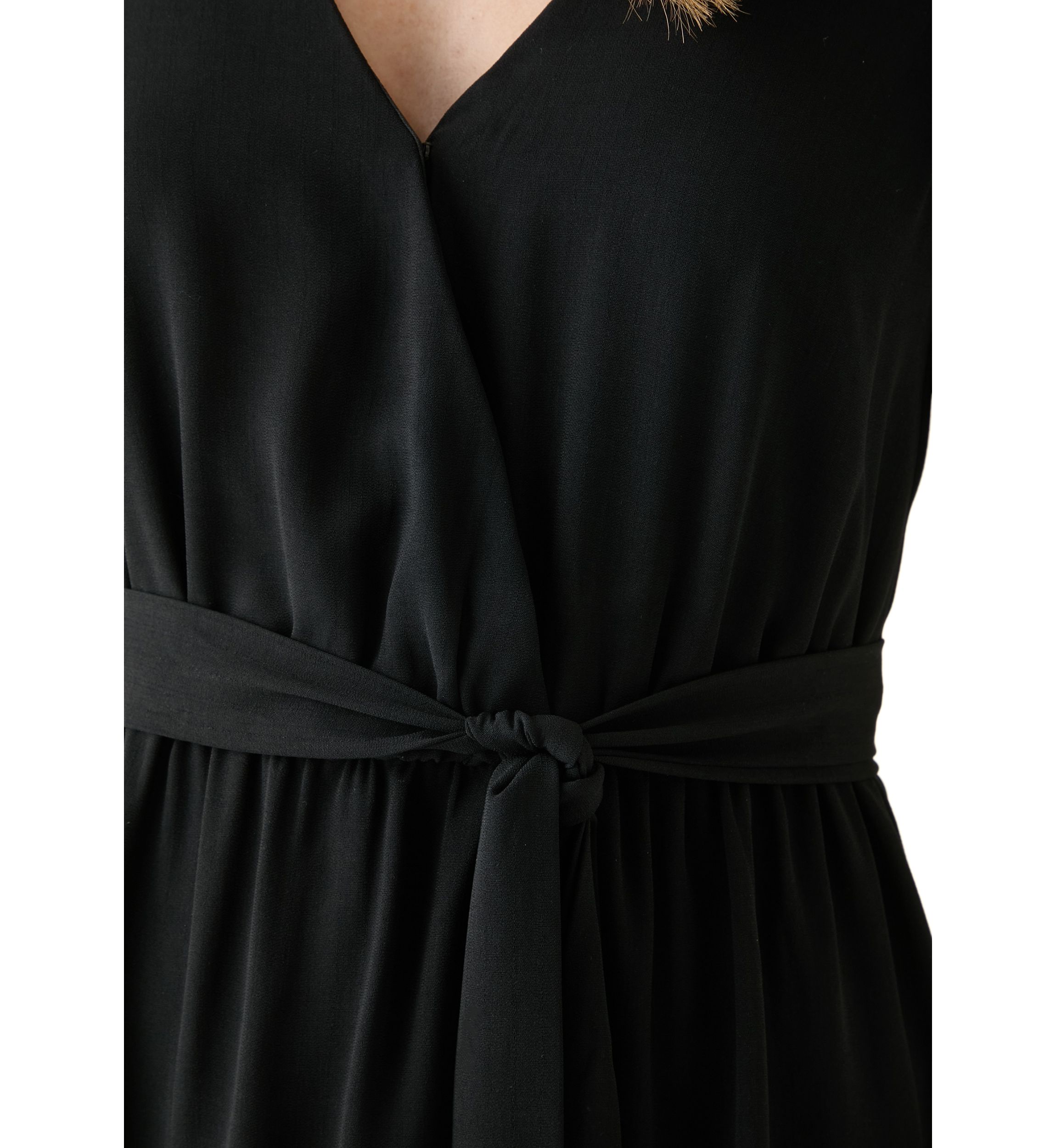 Womens  Flutter Sleeve Faux Wrap Dress