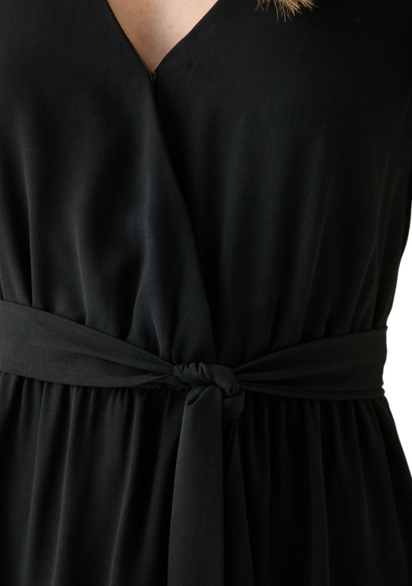 Juniors Flutter Sleeve Faux Wrap Dress